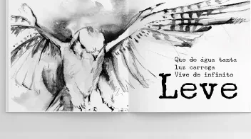 An owl with outstretched wings spanning the illustrated poem Leve