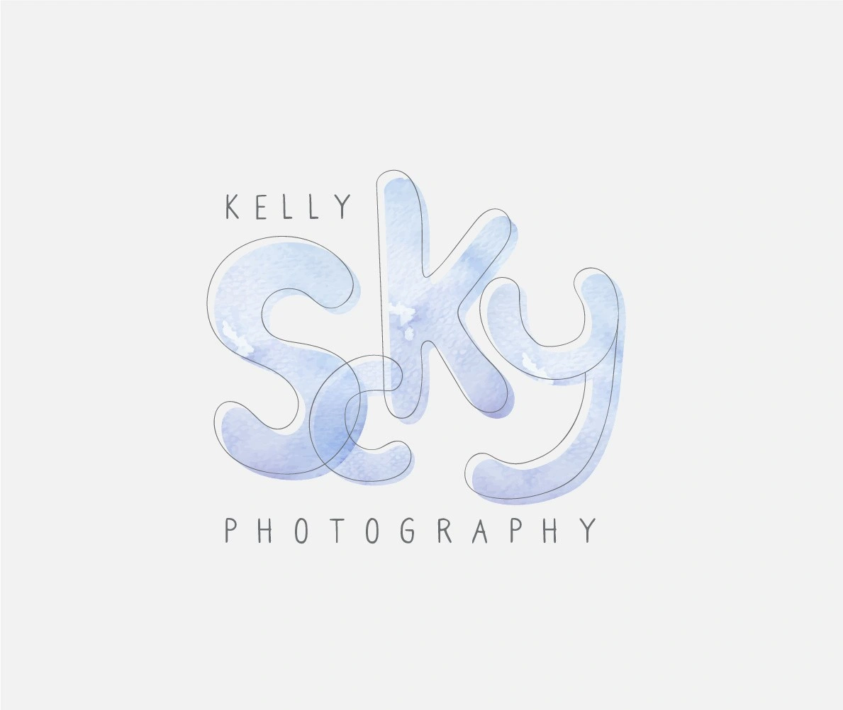 Kelly Sky Photography: Soft watercolor lettering and a light hand-drawn outline