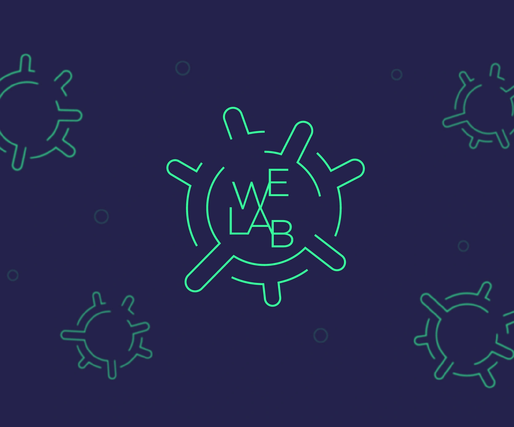 WeLab: Mint linework and an interlocking typographic mark